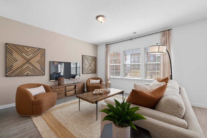 An interior view showing modern style furniture